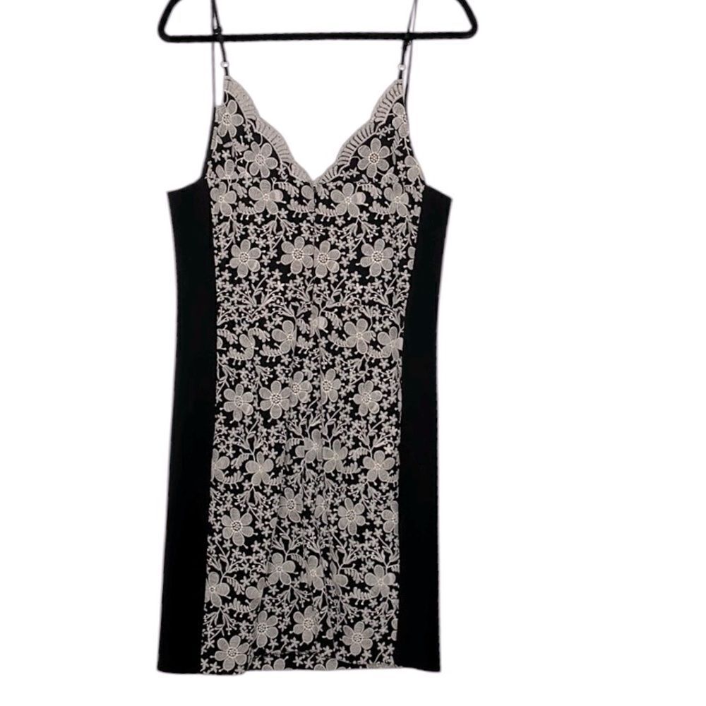 EUC Eva Franco at Anthropologie Black & Off-White Floral Embroidery Dress - Picture 3 of 8
